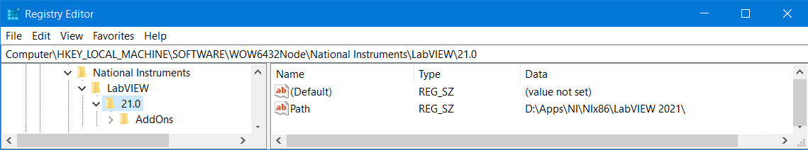 LabVIEW Registry Key